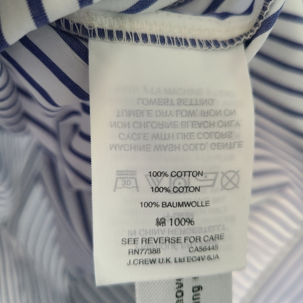 J.Crew Dress Women's XS Blue White Striped Lace-Up Casual Chic Mini - Picture 6 of 7